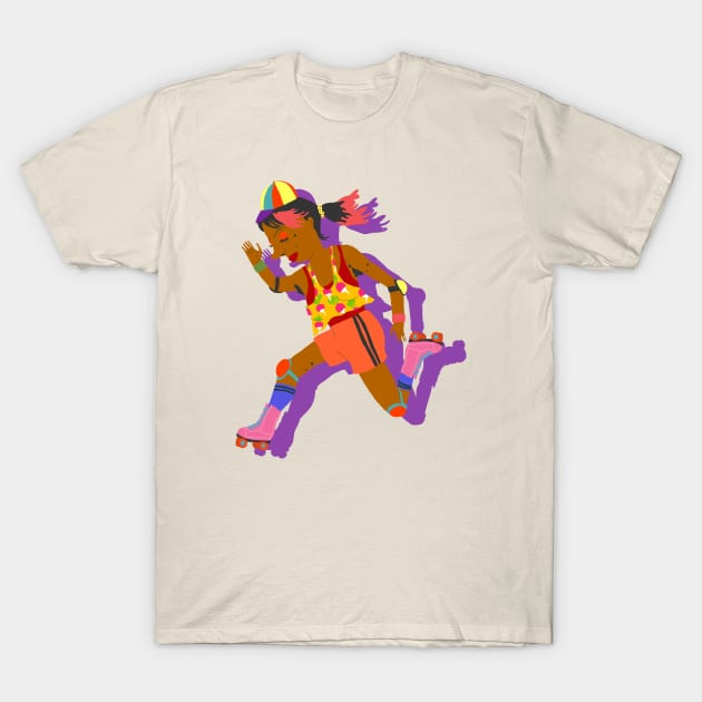 Girl on the rollerskates T-Shirt by ezrawsmith